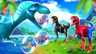 Super Trex Red & Black Rescue Dinosaurs from Ice Monster Trex | Jurassic World Dinosaur Stories