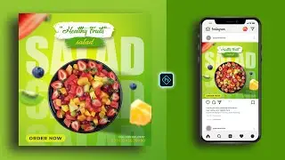 Fruits salad Social Media Banner Poster Design in Photoshop Tutorial