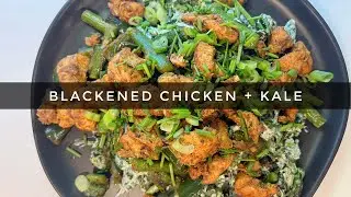 BLACKENED CHICKEN KALE SALAD AND GREEN GODDESS DRESSING