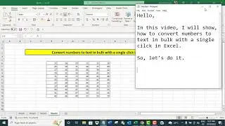 Convert numbers to text in bulk with a single click in Excel