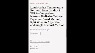 Land Surface Temperature Retrieval from Landsat 8  TIRS—Comparison between Radiative ... | RTCL.TV