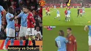 Antony vs Doku FIGHT during Man United vs Man City at Old Trafford.