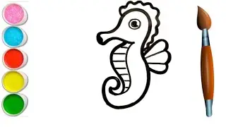 Seahorse drawing for kids | How to draw seahorse for kids | Kids drawing | Toddlers | Kids video |