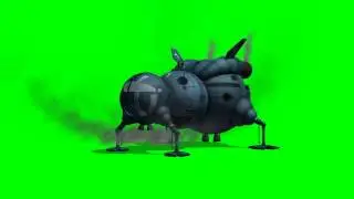 Starbug Spaceship has landed - green screen - free use