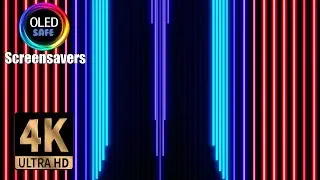 Neon Stripes Abstract Screensaver - 10 Hours - 4K - OLED Safe