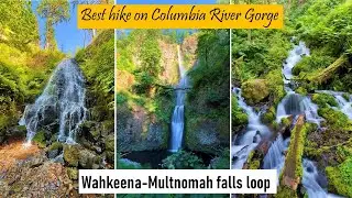 Hiking Wahkeena Multnomah fallls loop trail in Oregon