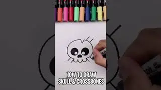 How To Draw Skull & Crossbones Easy #shorts