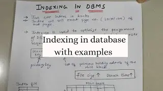 Indexing In DBMS | Why Indexing is used | With Examples | Basics 1/2