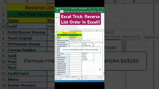 Excel Trick: Reverse List Order In Excel!!