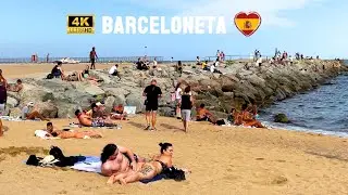 Barcelona 🇪🇸 4K Beach Walk Barceloneta 🔥