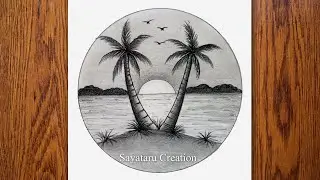 Sunset Scenery Drawing in pencil, step by step drawing for Beginners