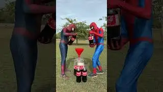 spider man , coke and mentos goes wrong , 20 litre coke challenge