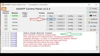 [SOLVED] Error : MySQL shutdown unexpectedly in Xampp