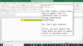 Apply color to alternate rows in Excel using Conditional Formatting