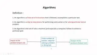 Definition of Algorithm and characteristics of algorithms