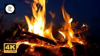 🔥 Crackling Fire w/ Rain and Thunder Sounds Outside - Relaxing Sounds for Sleep, Cozy Ambience - 4K