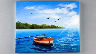 Beach Scenery Painting / Acrylic painting tutorial for beginners