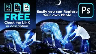 FREE Glowing Deer Fantasy Photo Manipulation Tutorial | Replace Your Own Photo | Blue Glowing Effect