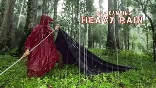 SOLO CAMPING HEAVY RAIN - MAKE A FIREPLACE, COOK AND RELAX - ASMR