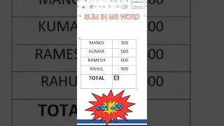 Mastering the SUM Formula in MS Word: Boosting Your Productivity #shorts