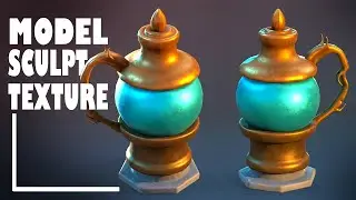 Stylied Magic Lamp , Autodesk Maya 2024, Zbrush, Substance Painter