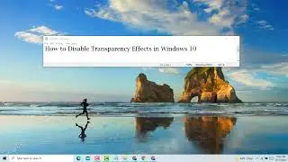 How to disable Transparency effects in windows 10/ 11