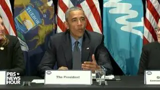 President Obama tastes filtered Flint, Michigan water