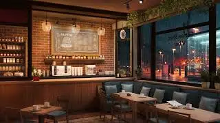 Cozy Coffee Shop Ambience | Smooth Jazz & Rain Sounds for Studying