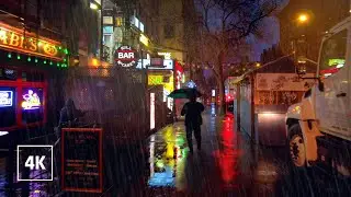 New York RAINY NIGHT walk ☔ Manhattan Walking Tour NYC