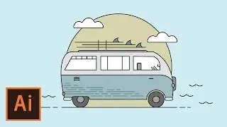 Illustrator Tutorial - Hippie Surf Van Flat Design (Illustrator Flat Design Tutorial)