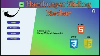 How to create hamburger menu with HTML CSS and Javascript | Sliding Navbar