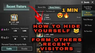 How to Hide Yourself From Other Recent Visitors / How to hide recent visitors in pubg