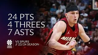 Tyler Herro 24 pts 4 threes 7 asts vs Spurs 23/24 season