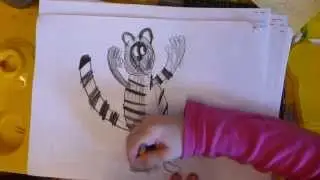 Рисование зверей (Лемур), Диана (7 лет), picture, painting, zoo