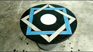 How to make a unique round garden coffee table made of cement and ceramic tiles #4!