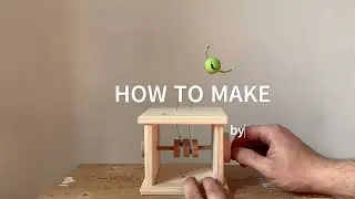 wooden automata - green weird creature - how to make