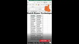 Match Name Technique Go To Special in Excel || Tips and Tricks