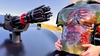 Minigun vs Human Torso - Tesla Model S 