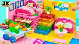 Build Pink & Yellow Miniature House with Blue Swimming Pool and Vegetable Car ❤️ DIY Miniature House