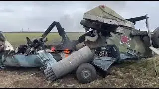 Сбитый вертолет Ми-24 ВВС РФ под Николаевом //Downed rus. Mi-24 helicopter near Mykolaiv