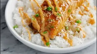 Teriyaki Salmon with Sriracha Cream Sauce