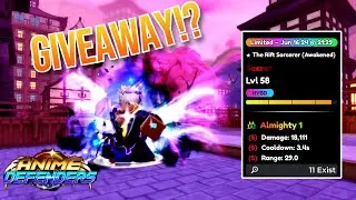 Evolved SECRET ALMIGHTY GOJO + Giveaway [CLOSED] | Roblox Anime Defenders