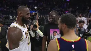 LeBron James chats with Stephen Curry & Draymond Green after Lakers' win vs. Warriors | NBA on ESPN