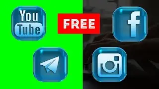 Social media green screen, alpha channel animation logo | Youtube, Instagram, Facebook, Telegram