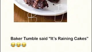 Mr Tumble Baker Tumble saying “It’s Raining Cakes”