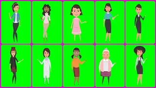 Female Characters Animation Green Screen, free download / gratis