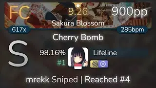 [9.26⭐] Lifeline | Poppin'Party - Cherry Bomb [Sakura Blossom] +HDDT 98.16% {#1 900pp FC} - osu!
