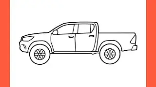 How to draw a TOYOTA HILUX 2015 easy / drawing toyota off road pickup 2016 car