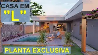 Casa com piscina | PLANTA BAIXA EM L | Casa com dois quartos em L, Nunca vista antes