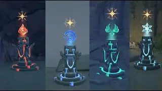 Examples of Resetting the 4 Elemental Monument Totems Puzzle on Minacious Isles (Monas Island)